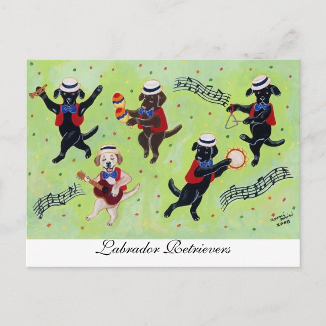Mambo Labrador Musicians Painting Postkarte (Vorderseite)
