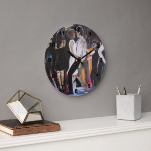 Mambo-Nacht-Gemälde von Alfred Fox Große Wanduhr