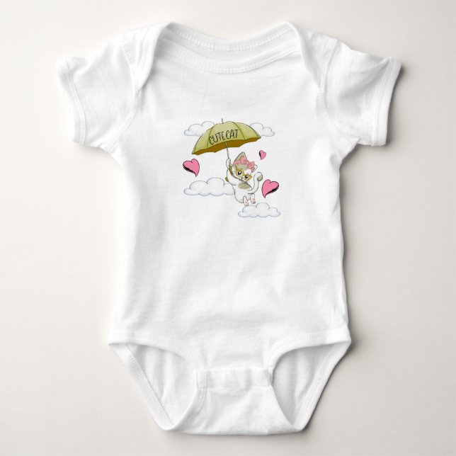 mameluco para bebé con gato y corazón baby strampler (Vorderseite)