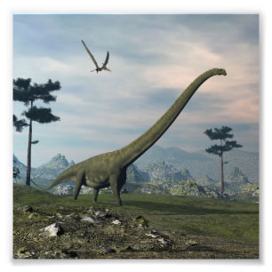 Mamenchisaurus dinosaurier Spaziergang - 3D render Fotodruck