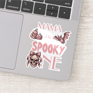 Mami des Gruseligen Pinkoween-Totenkopf & Flederma Aufkleber