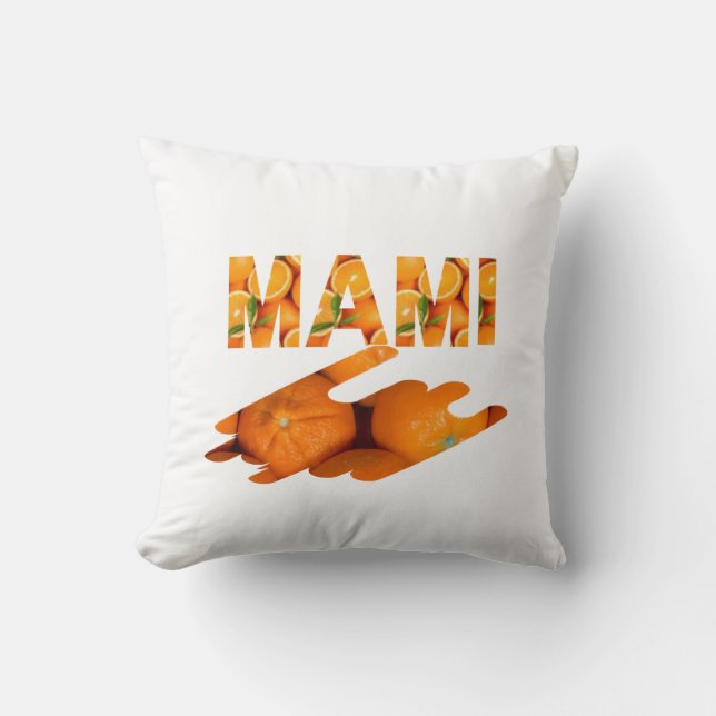 MAMI Orange Typografie Kunst Kissen (Vorderseite)