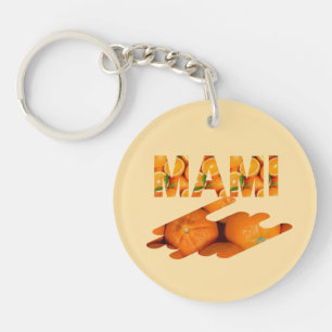 MAMI Orange Typografie Kunst Schlüsselanhänger
