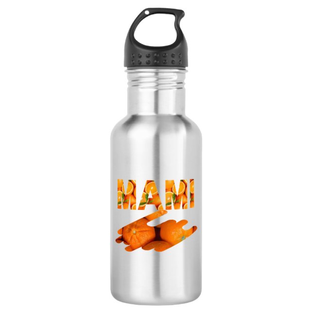 MAMI Orange Typography Art Edelstahlflasche (Vorderseite)