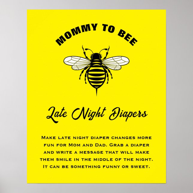 Mami to be Baby Shower Trendy Spate Night Diapers Poster (Vorne)