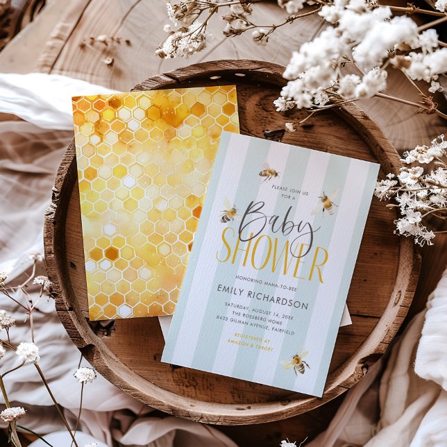 Mami to be Honey Neutral Baby Shower Einladung (Von Creator hochgeladen)