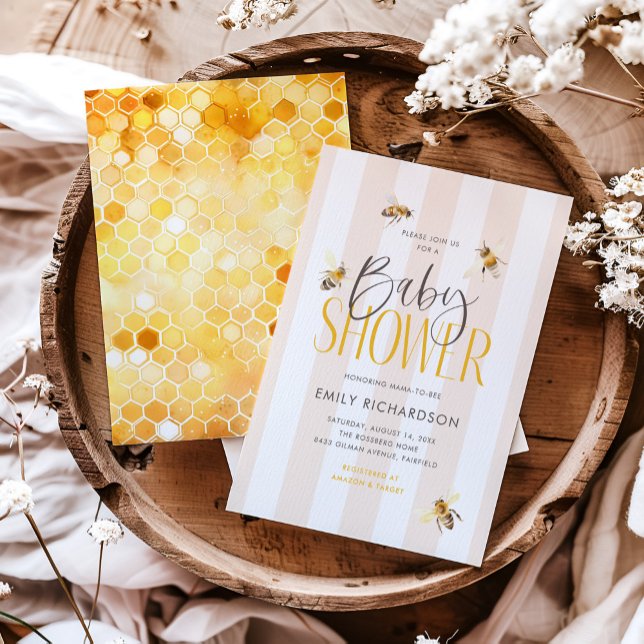 Mami to be Honey Neutral Baby Shower Einladung (Von Creator hochgeladen)