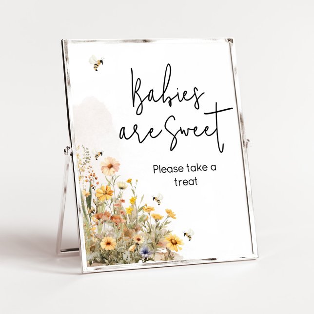 Mami to Bee Wildblume Babies sind süß Poster (Wildflower Mommy to Bee Baby Shower Babies are Sweet Sign)