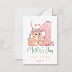 Mami und Baby Fuchs Rosa 1. Muttertag Mitteilungskarte