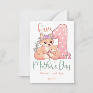 Mami und Baby Fuchs Rosa 1. Muttertag Mitteilungskarte