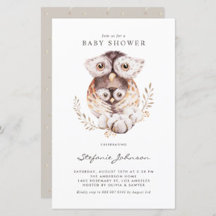 Mami und Baby Owls Fall Baby Shower Einladung