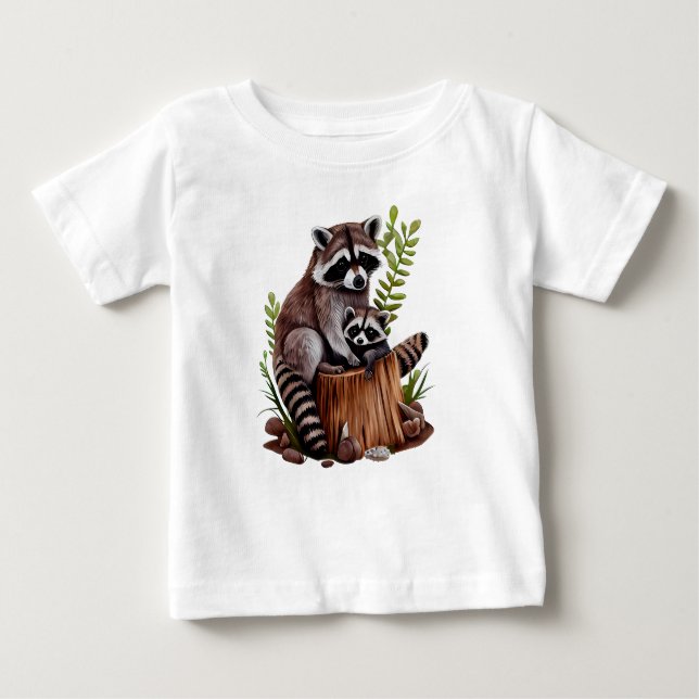 Mami- und Baby-Raccoons Baby T-shirt (Vorderseite)