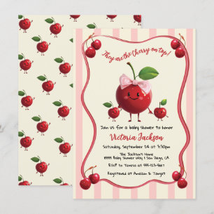 Mami und Zwillingsjungen Baby Cherry Baby Shower Einladung