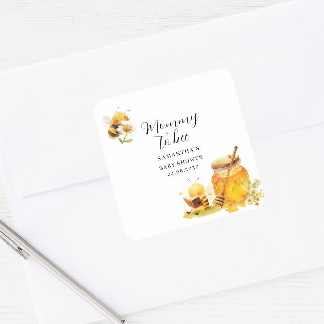 Mami wird eine neutrale Babydusche für die Geschle Quadratischer Aufkleber (Von Creator hochgeladen)