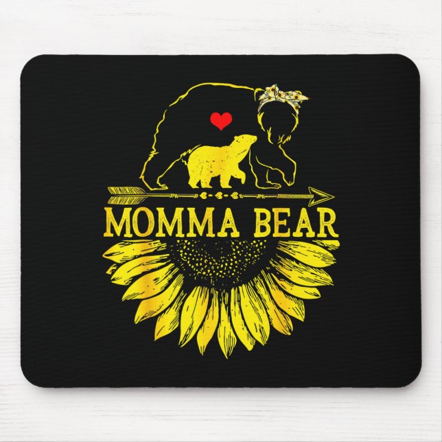 Mamma Bär Muttertag Sonnenblume Familie  Mousepad (Vorne)