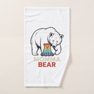 Mamma-Bär-Regenbogen-Vintage-Stickerei-Shirt-Desig Handtuch