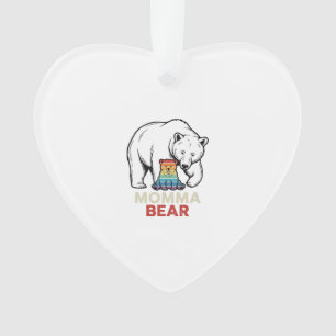 Mamma-Bär-Regenbogen-Vintage-Stickerei-Shirt-Desig Ornament