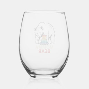 Mamma-Bär-Regenbogen-Vintage-Stickerei-Shirt-Desig Weinglas Ohne Stiel