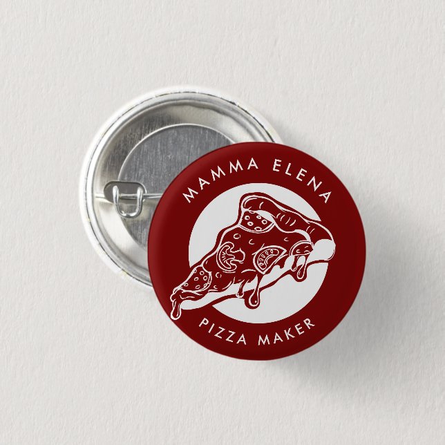 MAMMA Individuelle Name Pizza Maker Mother Button (Vorne & Hinten)