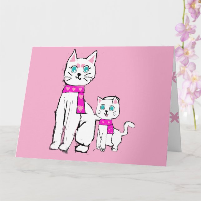 Mamma kitty and Lily Mother Day Karte (Orchidee)