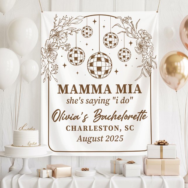 Mamma Mia Bachelorette Party Banner, She's Saying  Wandteppich (Von Creator hochgeladen)