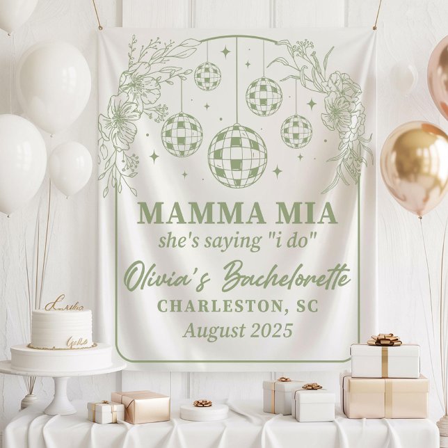 Mamma Mia Bachelorette Party Banner, She's Saying  Wandteppich (Von Creator hochgeladen)