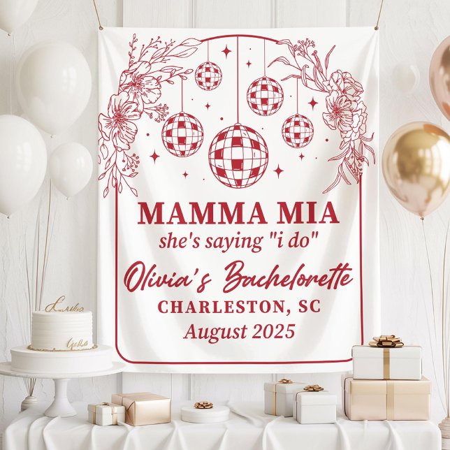 Mamma Mia Bachelorette Party Banner, She's Saying  Wandteppich (Von Creator hochgeladen)