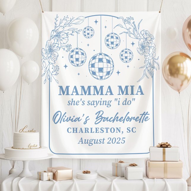 Mamma Mia Bachelorette Party Banner, She's Saying  Wandteppich (Von Creator hochgeladen)