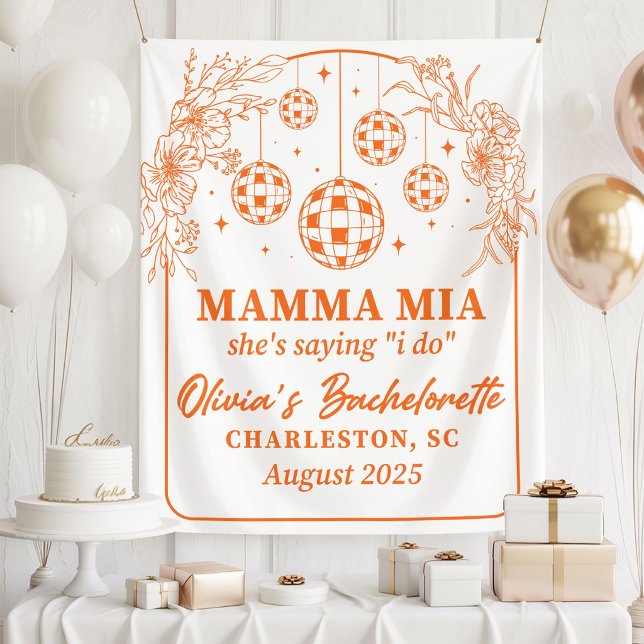 Mamma Mia Bachelorette Party Banner, She's Saying  Wandteppich (Von Creator hochgeladen)