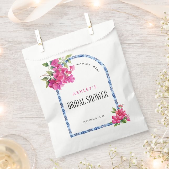 Mamma Mia Floral Blue Tile Brautparty Geschenktütchen (Ausgeschnitten)