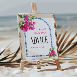 Mamma Mia Floral Bridal Shower Advice Poster