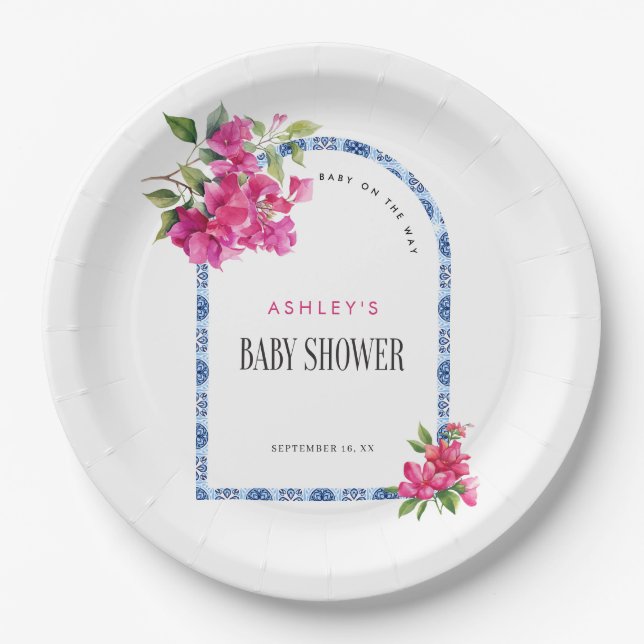 Mamma Mia Floral Mediterrane Babydusche Pappteller (Vorderseite)