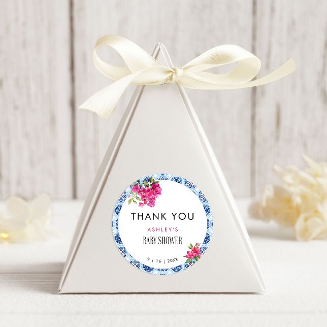 Mamma Mia Floral Mediterrane Babydusche Runder Aufkleber (Von Creator hochgeladen)