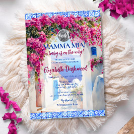 Mamma Mia Greek Tile Disco Ball Girl Baby Shower Einladung