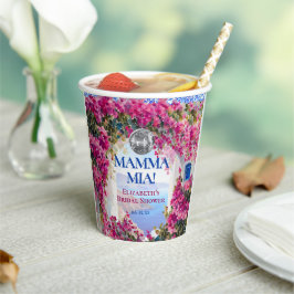 Mamma Mia Griechische blaue Fliesen rosa Blumen Di Pappbecher