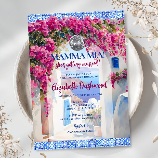 Mamma Mia Griechisches Tile Diskothek Ball Brautpa Einladung (Von Creator hochgeladen)