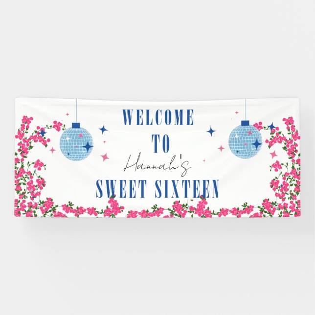 Mamma Mia Santorini Blue Tile Bougainvillea 16. Banner (Horizontal)