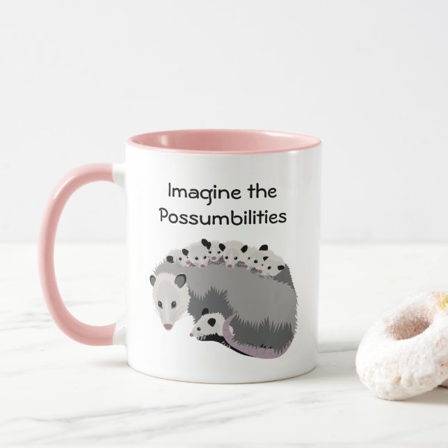 Mamma-Opossum u. Familien-Tasse Tasse (Mit Donut)