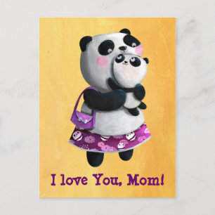 Mamma Panda mit ihrem Kind Postkarte