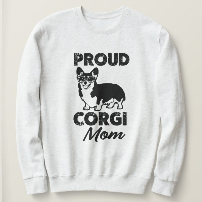Mammasweatshirt der stolzen Corgi-Mamafrauen Hunde Sweatshirt (Design vorne)