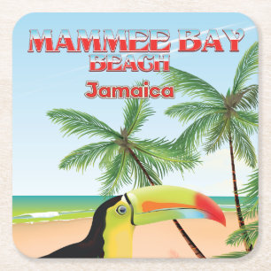 Mammee Bay Beach Jamaika Reiseplakat Rechteckiger Pappuntersetzer