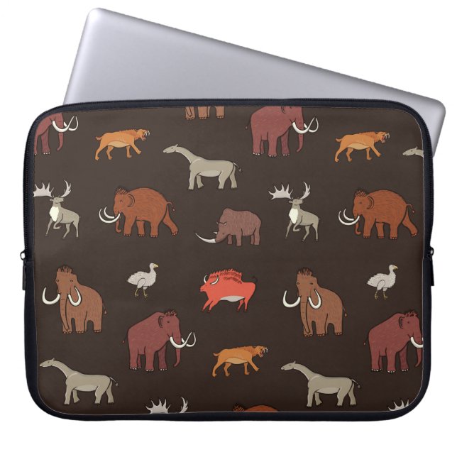 Mammoth Ära: prähistorisches, thematisches Muster. Laptopschutzhülle (Vorderseite)
