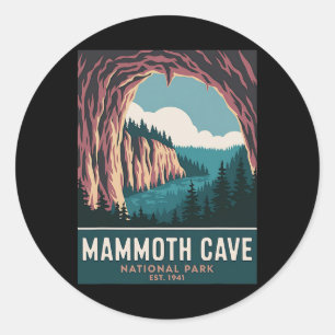 Mammoth Cave Nationalpark Vintage Camping Wandern Runder Aufkleber