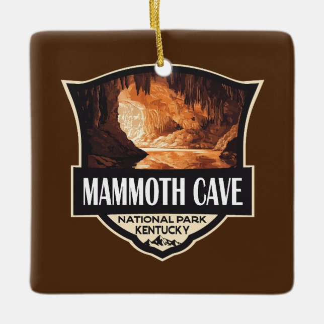 Mammoth Höhle Nationalpark Illustration Retro Art Keramikornament (Vorderseite)
