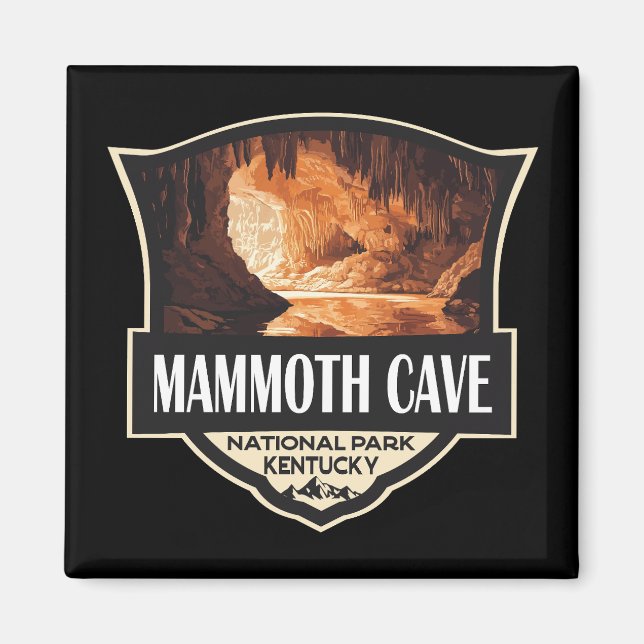 Mammoth Höhle Nationalpark Illustration Retro Art Magnet (Vorne)