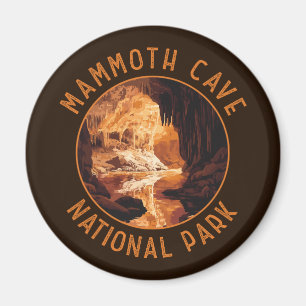 Mammoth Höhle Nationalpark Retro Distressed Circle Magnet