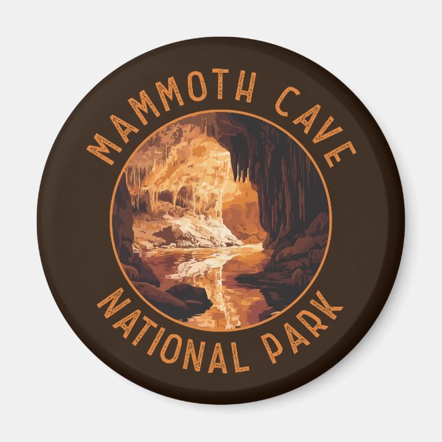 Mammoth Höhle Nationalpark Retro Distressed Circle Magnet (Vorne)