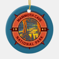 Mammoth Höhle Nationalpark Retro Kompass Emblem