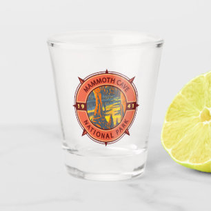 Mammoth Höhle Nationalpark Retro Kompass Emblem Schnapsglas