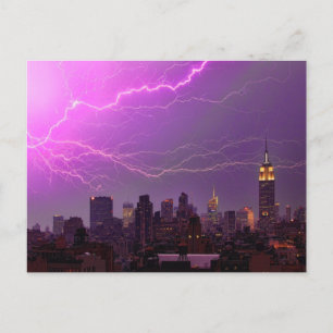 Mammoth Lightning Strike Over Midtown NYC Skyline Postkarte